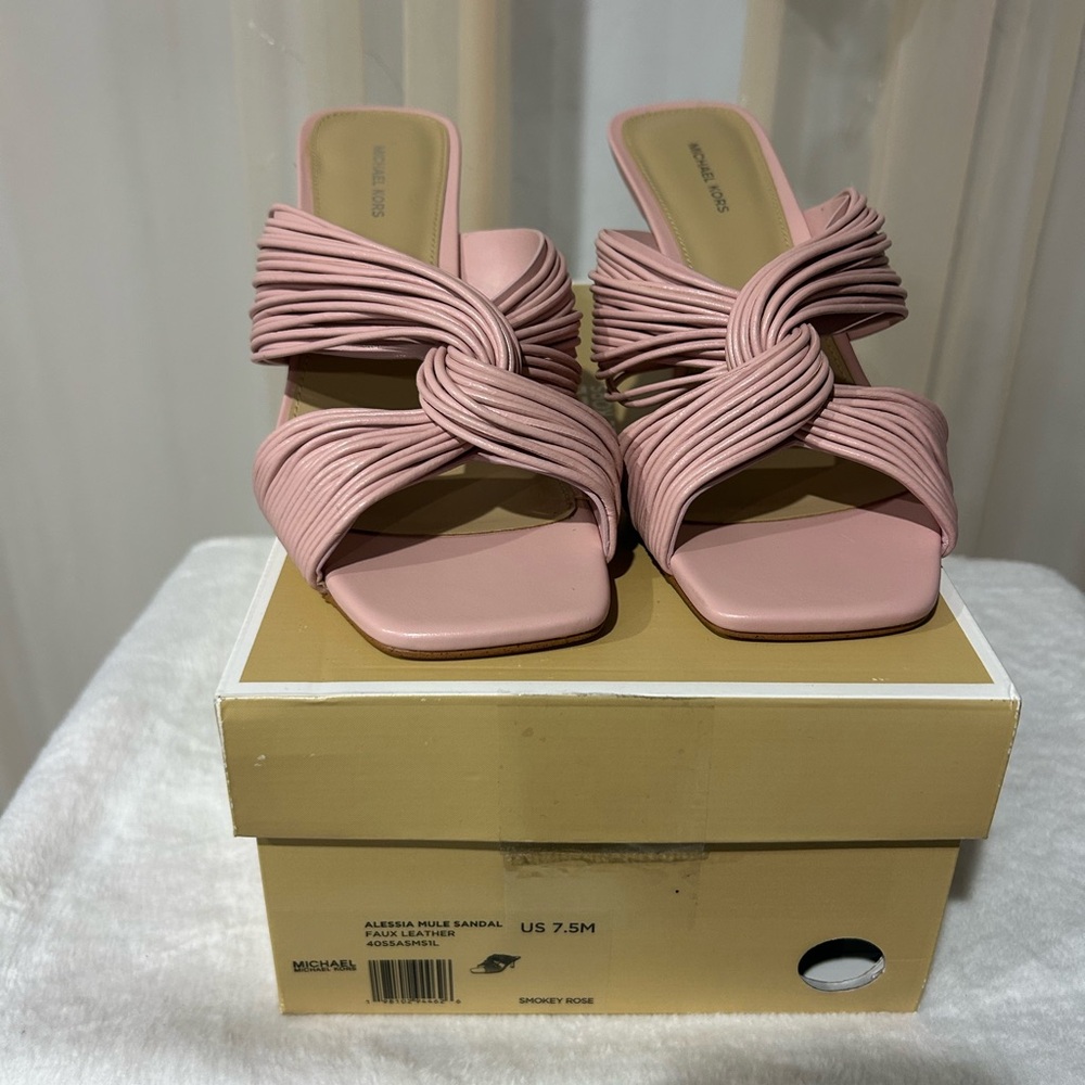 Michael Kors Alessia Mule Sandals Smokey Rose Size 7.5 New With Box